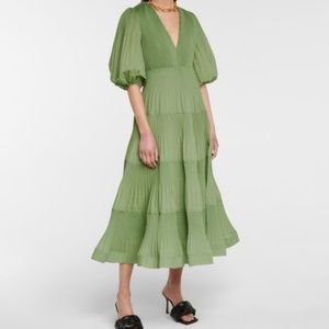 Zimmermann green pleated midi dress size 0